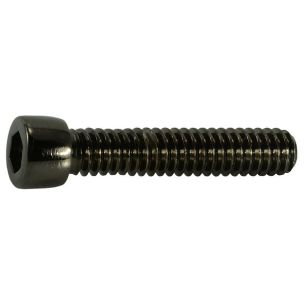 Midwest Fastener 1/4"-20 Socket Head Cap Screw, Black Chrome Plated Steel, 1-1/4 in Length, 6 PK 33487